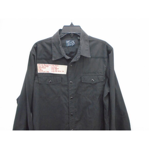Fox Racing Y2K Western Yoke Embroidered Shirt Mens Size L Black Pearl Snap - Picture 2 of 14